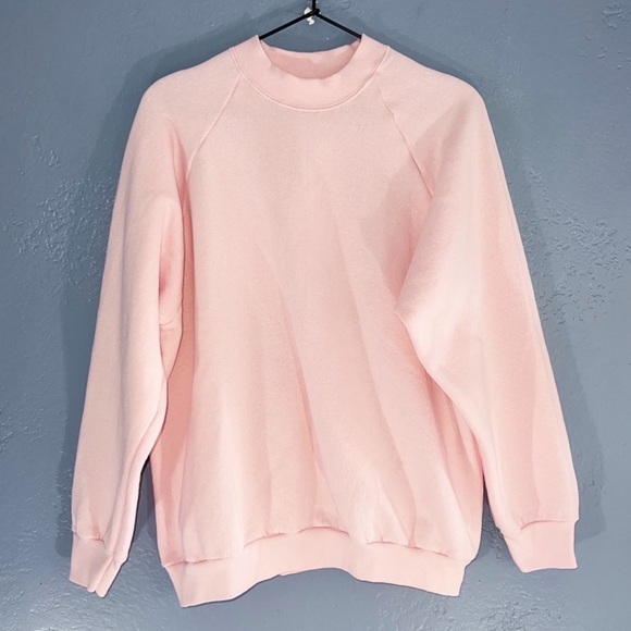 Fruit of the Loom Vintage 90s Light Pink Crewneck Sweater Size Large - Picture 2 of 5
